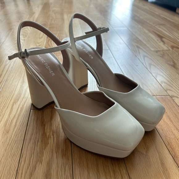 Marc Fisher Ivory Nazira Platform Pump With Square Toe - Picture 3 of 11